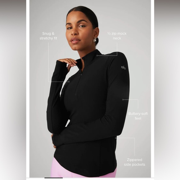 Alo yoga 1/2 zip rapid pullover size small - Picture 2 of 5